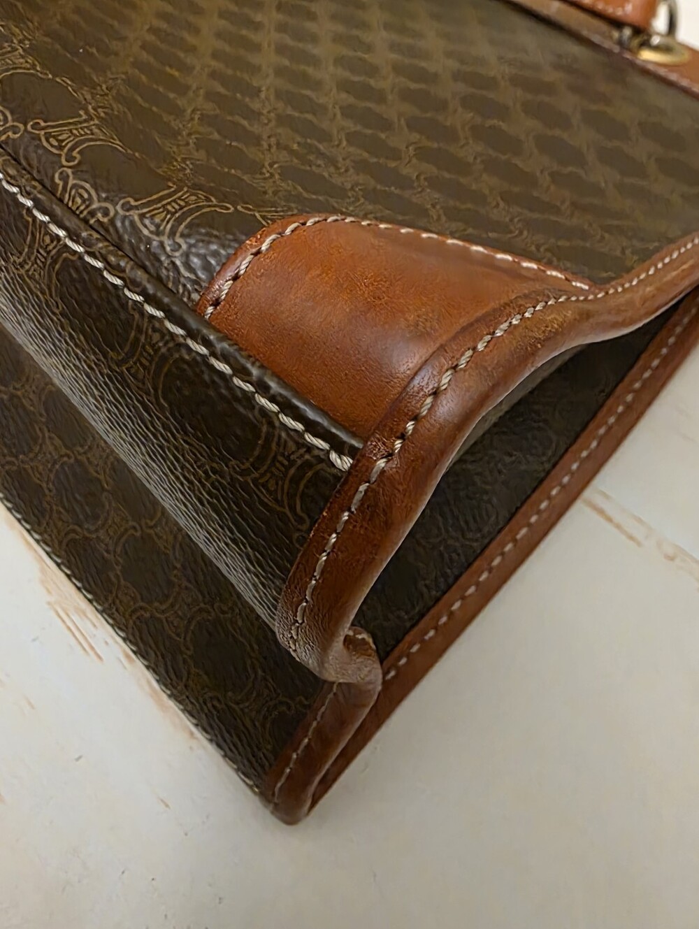 Celine | Brown Macadam Top Handle Handbag - Picture 9 of 14